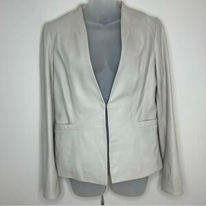 Cole Haan Genuine Lambskin Leather Blazer Jacket Cream beige Size 8